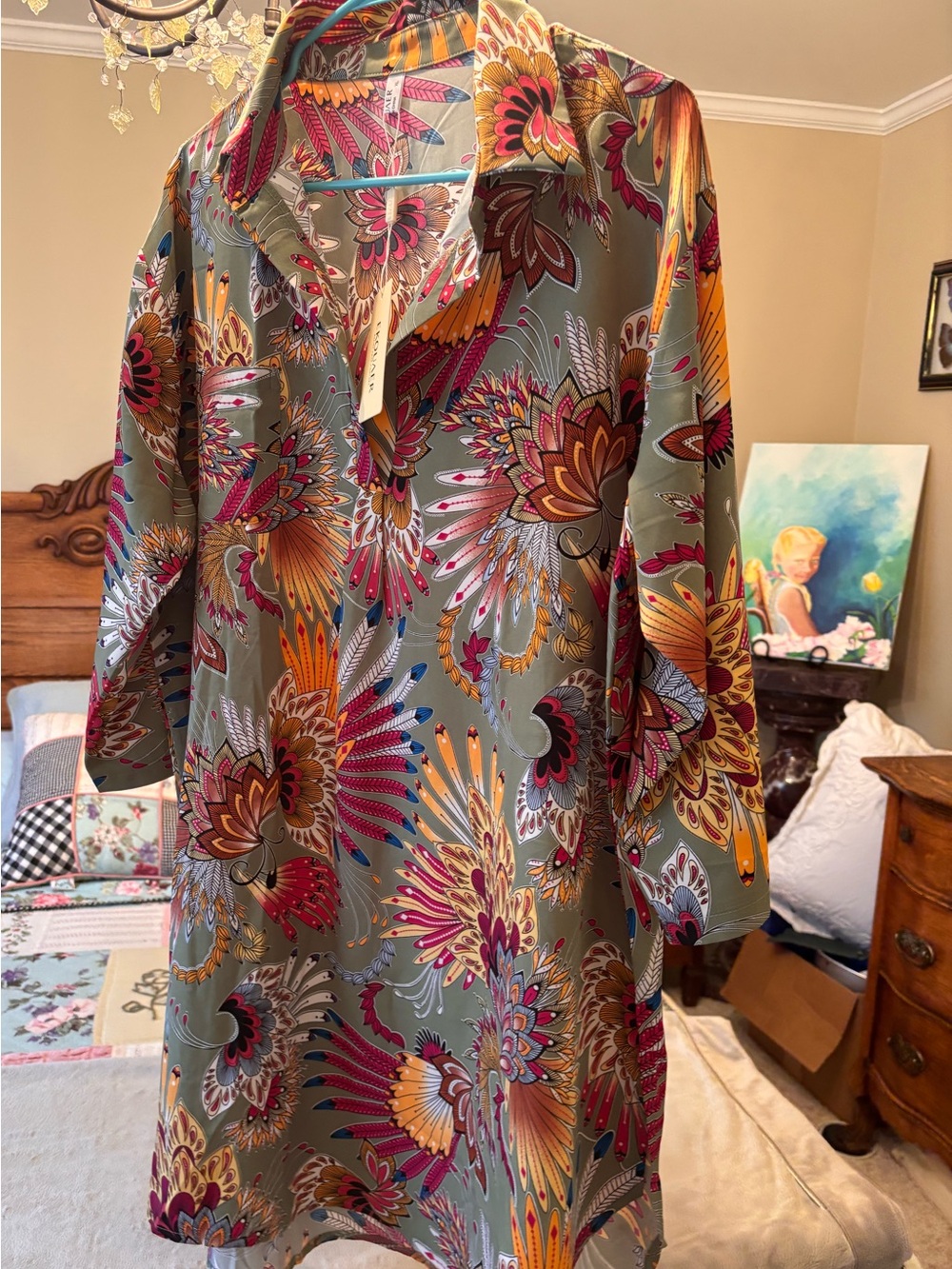 NWT Swim Cover-Up/ Dress/ Tunic Feather Prrint - Picture 2 of 7